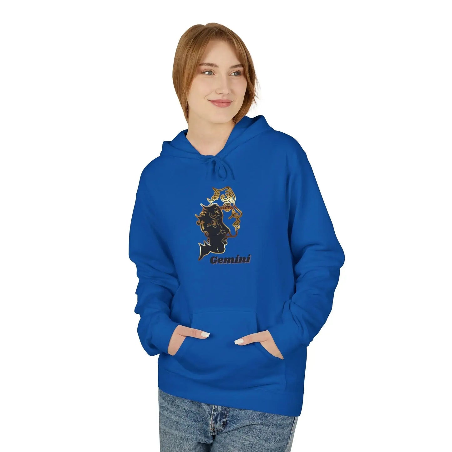 Gemini — Two Sides, One Icon — Twin Faces Astrology Graphic Sweatshirt Printify