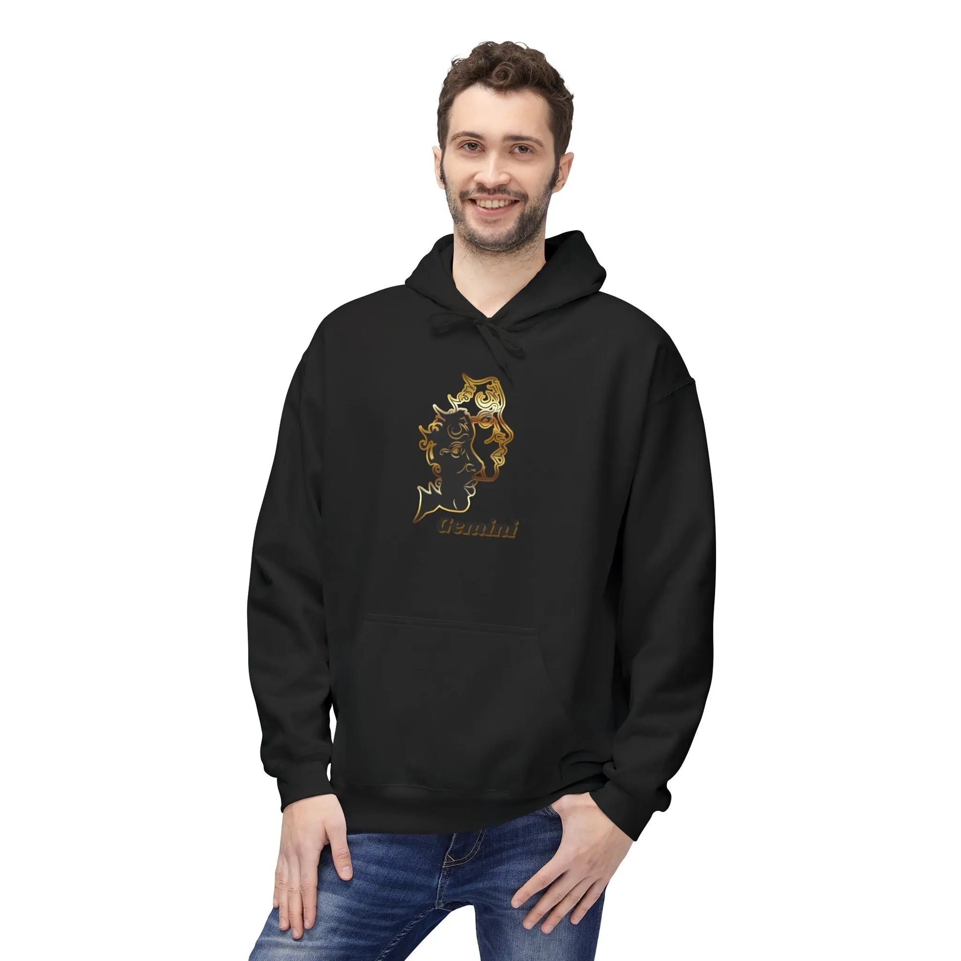 Gemini — Two Sides, One Icon — Twin Faces Astrology Graphic Sweatshirt Printify
