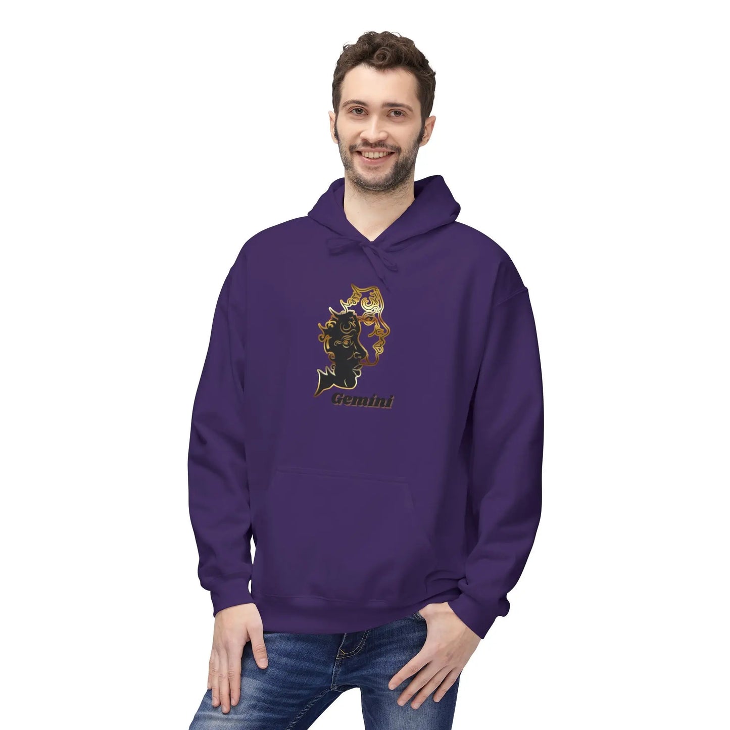 Gemini — Two Sides, One Icon — Twin Faces Astrology Graphic Sweatshirt Printify