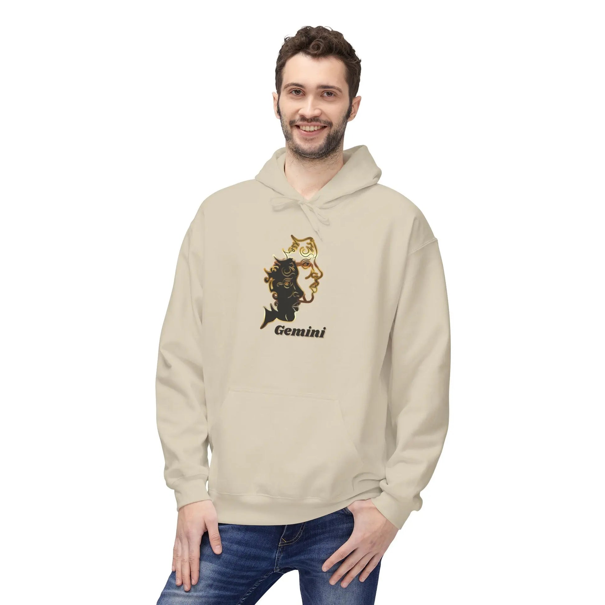 Gemini — Two Sides, One Icon — Twin Faces Astrology Graphic Sweatshirt Printify