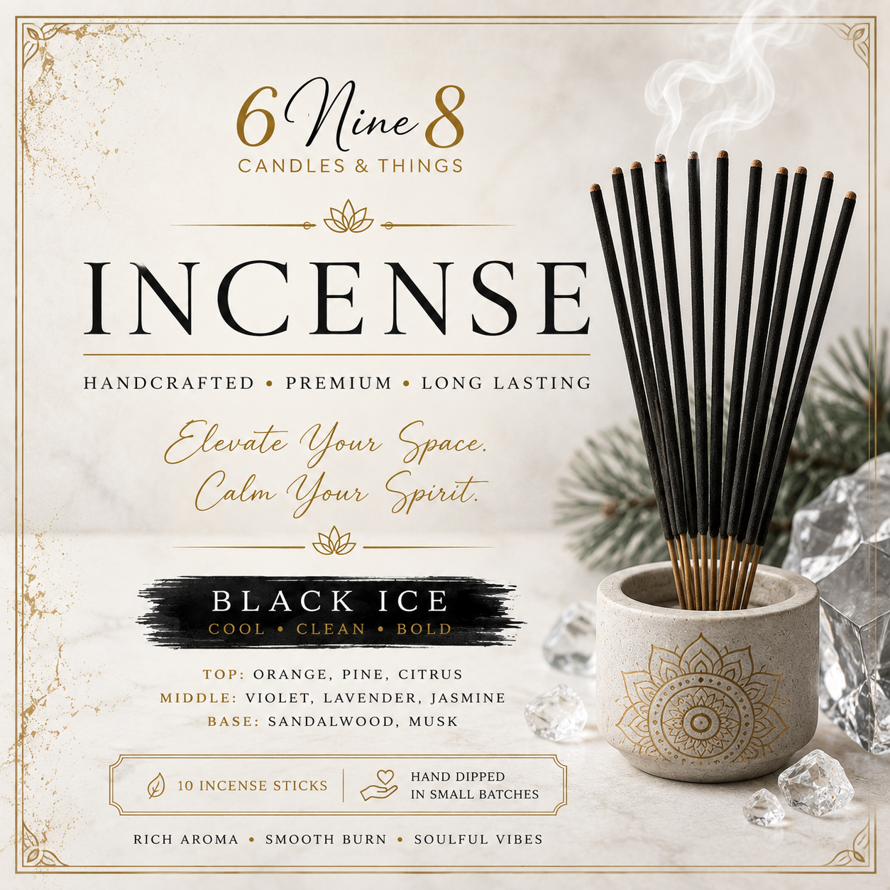 Opulent Smoke "Incense" 6Nine8 Candles&Things